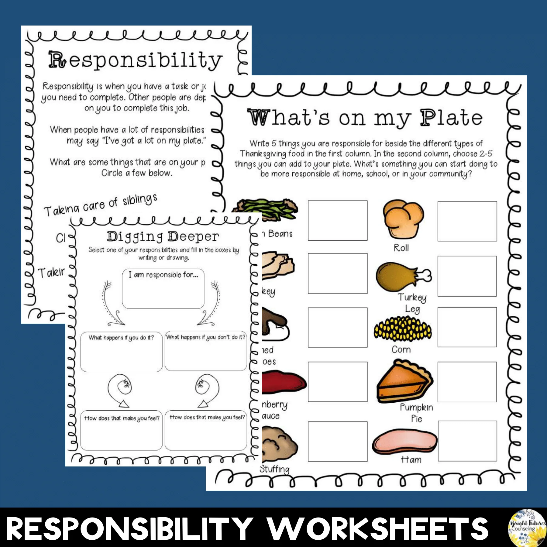 Thanksgiving Responsibility Bundle + Distance Learning SEL Boom Cards - Image 3