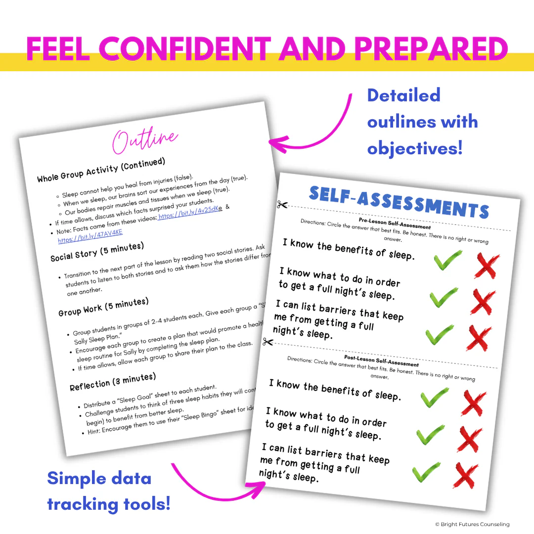 Wellness and Sleep Hygiene - Health and Wellness School Counseling & SEL Lesson - Image 4