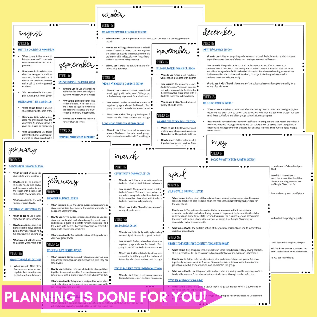 School Counseling Activities for the Year - Elementary Counseling Curriculum Map - Image 6